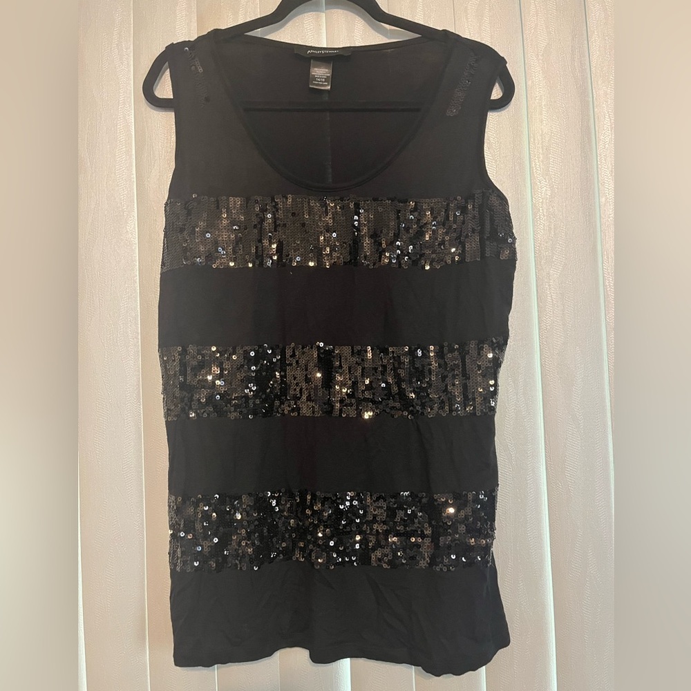 Black Sequin Sleeveless Top